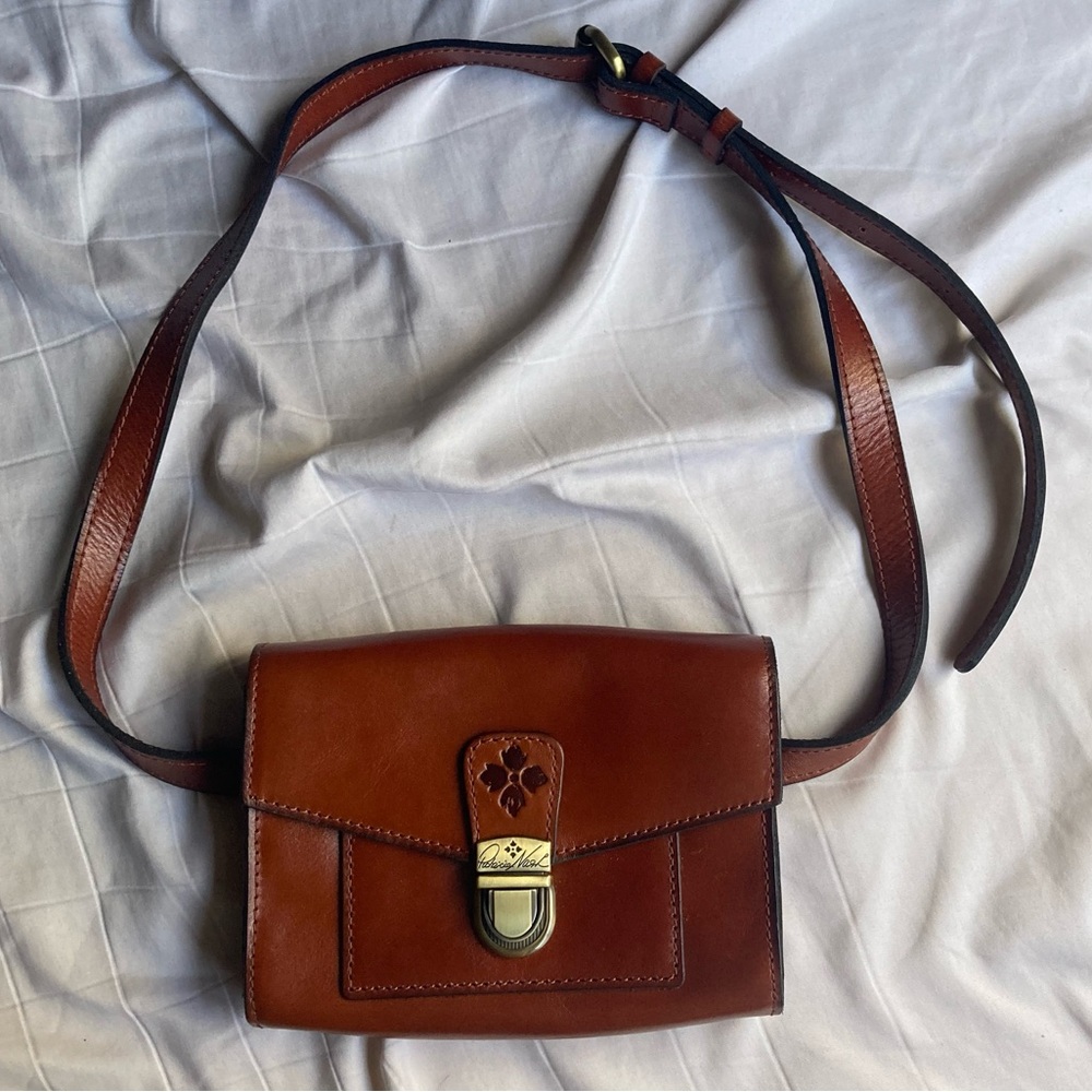 Patricia Nash Cinnamon Leather Bishop Heritage Shoulder Crossbody Bag